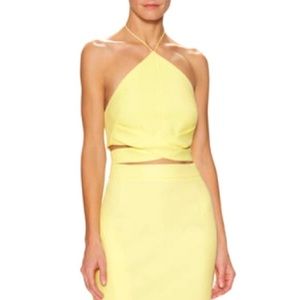 Nicholas Bonded Yellow Halter Crop Top